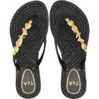 Chinelo De Dedo Terra e Água Adorno Fundo Do Mar Feminino - Preto