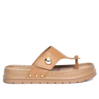 Chinelo Feminino Pegada Grace Couro Levitech Caramelo - Caramelo