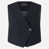 Colete Alfaiatado em Viscose com Decote V Transpassado Preto