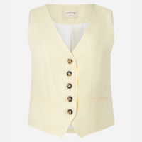 Colete em Viscolinho com Fechamento por Botões Contrastantes Amarelo claro
