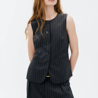 colete feminino alongado fio tinto - cinza