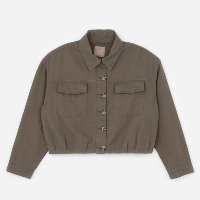 Jaqueta Cropped em Sarja Balonê Curve & Plus Size Verde