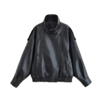 Jaqueta Feminina Casual De material sintético Com Manga Longa, Zíper, Cor S