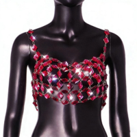 LILACUVOE Top Curto De Strass , Regata Com Corrente De Cristal Y2K Europeia