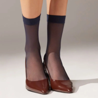 Meias Curtas Transparentes Fio 20 - Azul