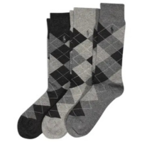 Meias Polo Ralph Lauren Argyle Pattern para homens 6-12,5 (3 pares)