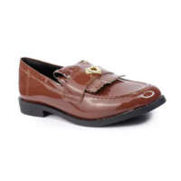 Mocassim Sua Cia Verniz Marrom Franjas