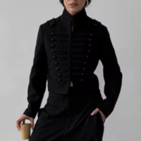 Moda gola curta jaqueta feminina único breasted manga cheia casaco cortado