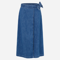 Saia Lápis Midi em Jeans com Transpasse Envelope Médio