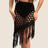 Saida De Praia Saia Com Franja - Preto