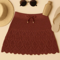 Saída De Praia Saia Crochê Trico Moda Praia Luxo Verão 20252026- Perfeita S