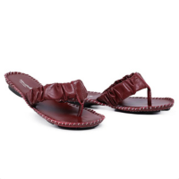 Sandália Feminina Ortopédica Couro Legítimo Chinelo 121854 - Vermelho