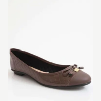 Sapatilha Feminina Bico Redondo Verniz Moleca Marrom-34014