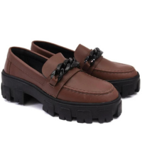 Sapato Feminino Oxford Tratorada Gommix Cafe Preta - Café