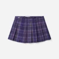 Short saia com pregas estampa xadrez  roxo
