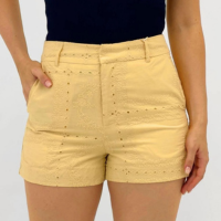 Shorts Hering Curto em Tecido Laise Feminino - Amarelo
