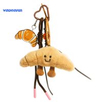 Soft Plush Keychain Cute Backpack Charm Croissant Baguette Fluffy Bread Pen