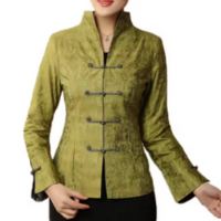 Nova chegada jaqueta feminina verde chinês clássico primavera casaco flores