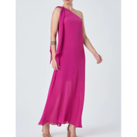 Vestido Longo PKS Um Ombro Só Rosa Pink-GG - Pink