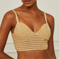 Top De Crochet Com Atado Nas Costas Cru