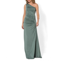 Vestido Bisô Drapeado Longo Drapeado Verde - Verde