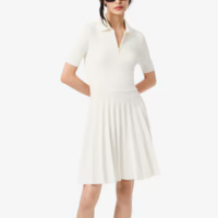 Vestido com Colarinho Polo Plissado