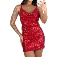 Vestido de Paete Brilho Curto de Costa Nua Moda Luxo Lunii