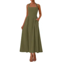 Vestido feminino KIRUNDO Summer Halter Maxi Army Green Tamanho M