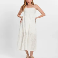 Vestido Feminino Midi Laise Romântico Algodão Elegante Festa - Endless