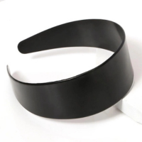 03 Tiara Plástica Lisa Encapar Customizar Larga Preta 50mm