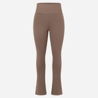 Calça Legging Flare Esportiva em Microfibra com Fenda Marrom