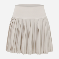 Short Saia Esportivo em Microfibra com Plissado Bege