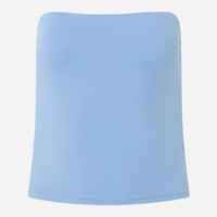 Blusa Ajustada Sem Alça em Poliamida Azul