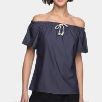 Blusa Marialicia Ombro A Ombro Lisa Feminina - Preto