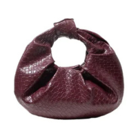 Bolsa De Mão Vintage Em material sintético Com Padrão Trançado Na Cor Burgu