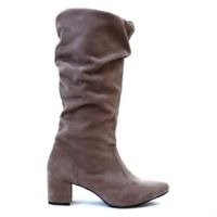 Bota Feminina Da Moda Slouchy Couro Camurça Salto Grosso - Lirom