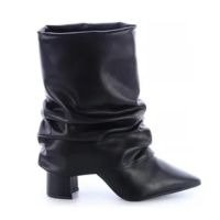 Bota Slouchy Salto Bloco Luma Preto - Damannu Shoes