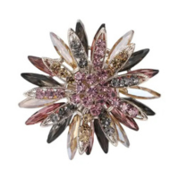 Broches De Luxo Femininos Com Strass Em Formato De Flor, Alfinetes De Vidro