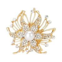 Broches De Luxo Femininos Com Strass Em Formato De Flor, Alfinetes De Vidro