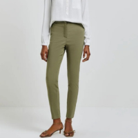 Calça Básica Feminina Cintura Média Em Alfaiataria - Verde