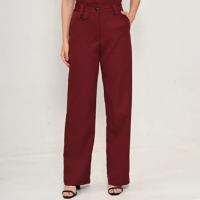 Calça Bisô Alfaiataria Lisa Lapela Vinho - Vinho