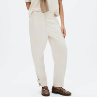 Calça Feminina Em Alfaiataria Com Linho - Off White