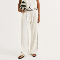 Calça Feminina Reta Com Linho - Off White