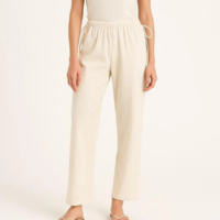 Calça Feminina Viscolinho com Amarração Lateral - Off White