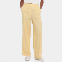 Calça Hering Alfaiataria Reta Feminina - Amarelo