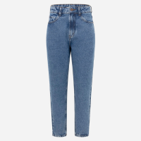 Calça Mom Básica em Jeans com Cintura Alta Azul Médio