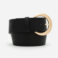 Cinto Boho Largo com Fivela Dupla Preto