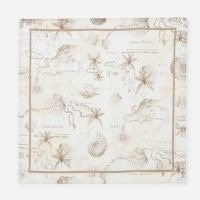 Lenço em Cetim com Estampa Praiana Off White