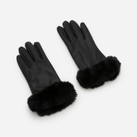 Luva em PU com Pelinho no Punho Preto