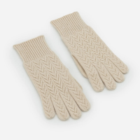 Luva em Tricot com Textura Bege